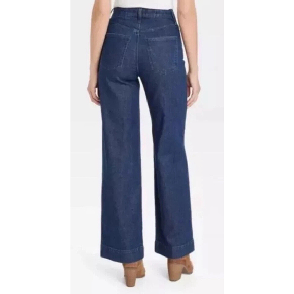 UNIVERSAL THREAD WOMEN’S HIGH RISE WIDE LEG JEANS DARK WASH 8S - Picture 3 of 5